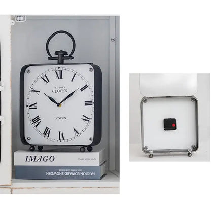 Black Vintage Metal Table Clock  15.15" High