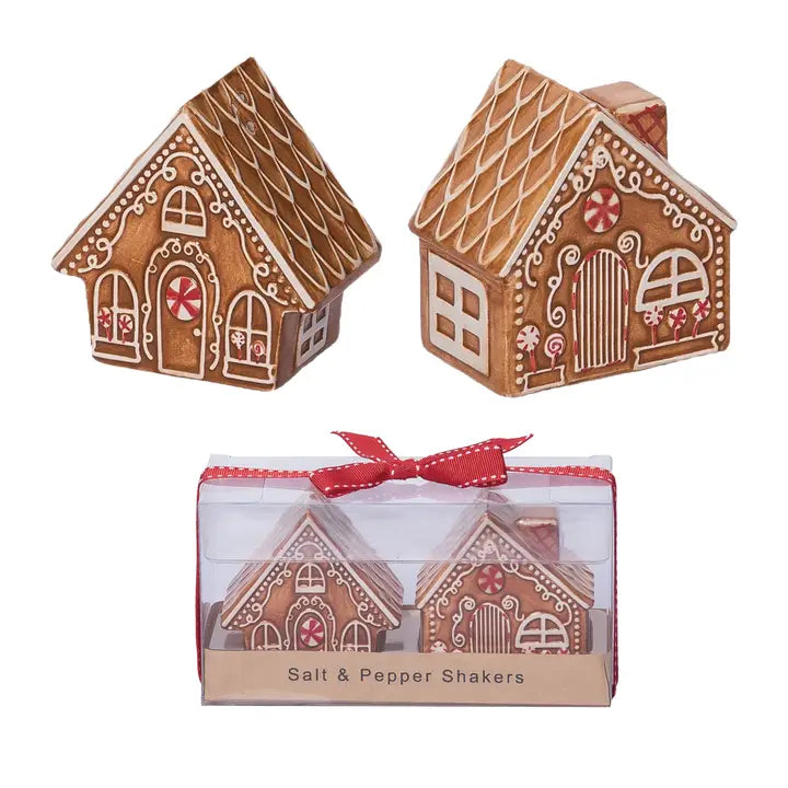 Gingerbread House Salt and Pepper Shaker Set 6.5"