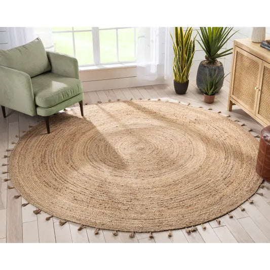 Bohemian Hand-Braided Jute Rug 4ft