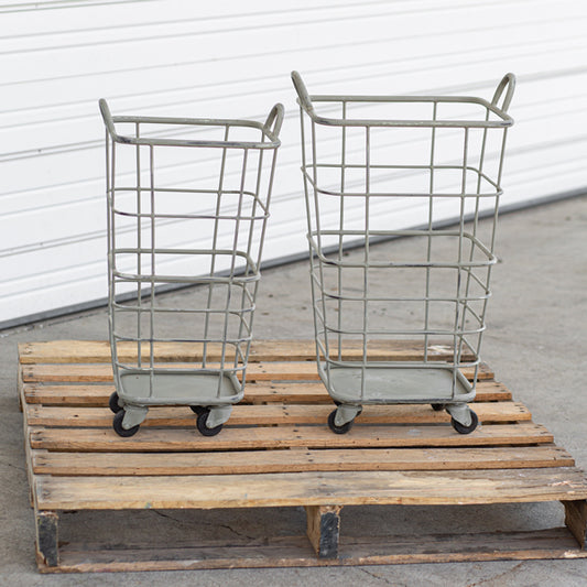 Heavy Duty Rolling Storage Baskets, Set of Two