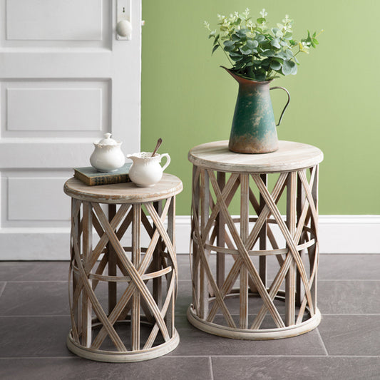 Basket Weave Accent Tables, Set of Two