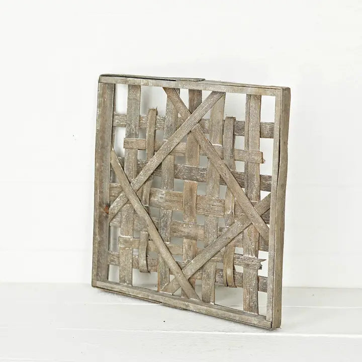 16 inch Square Woven Wood Tray or Wall Decor