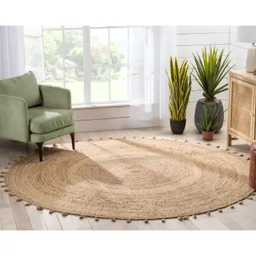 Bohemian Hand-Braided Jute Rug 4ft