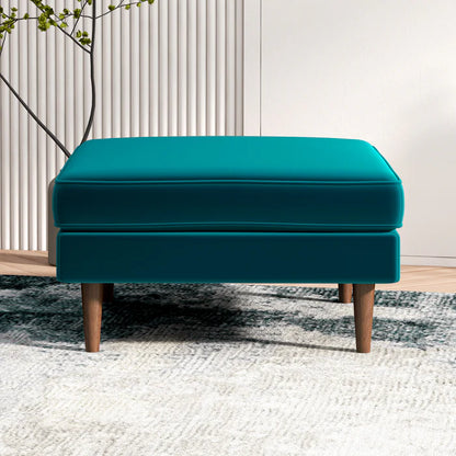 Amber Square Upholstered Ottoman (Teal Velvet)