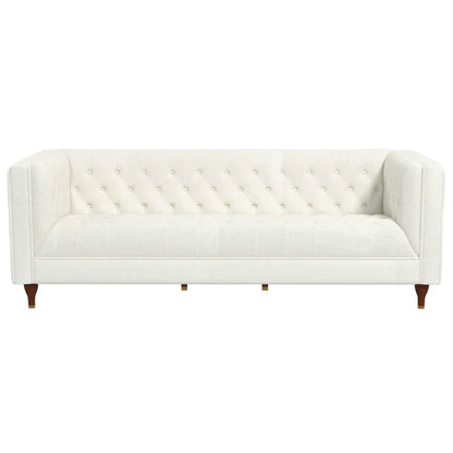 Evelyn Mid Century Modern Beige Boucle Luxury Chesterfield Sofa