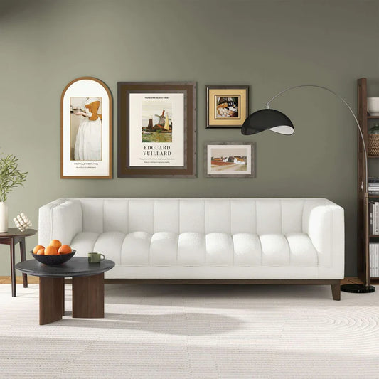 Martha Mid-Century White Boucle Modern Sofa