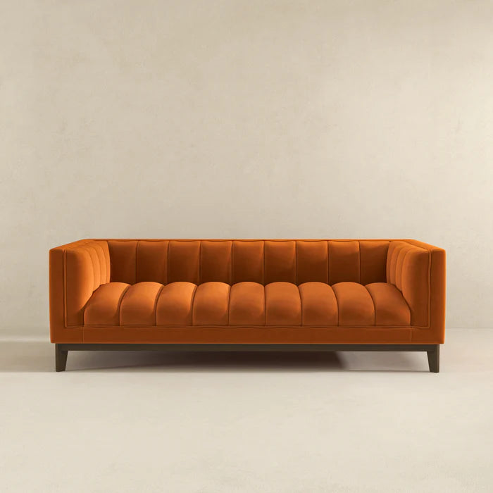 Martha Mid-Century Orange Velvet Modern Sofa