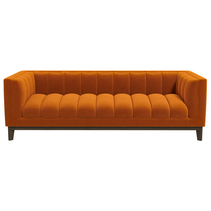 Martha Mid-Century Orange Velvet Modern Sofa