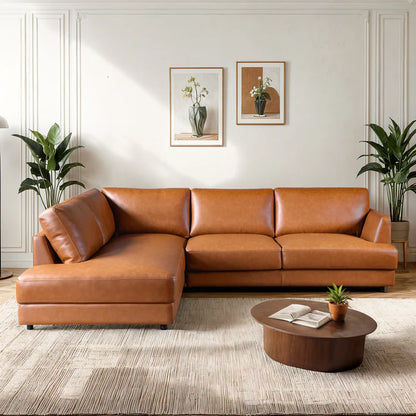 Alexa Genuine Leather Sectional Sofa Left Facing