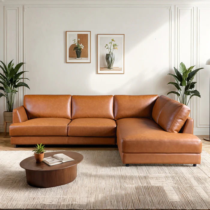 Alexa Genuine Leather Sectional Sofa Right Facing