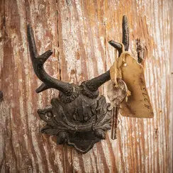 Antiqued Black Antler Mount Wall Hook