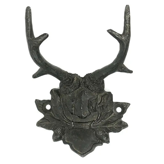 Antiqued Black Antler Mount Wall Hook