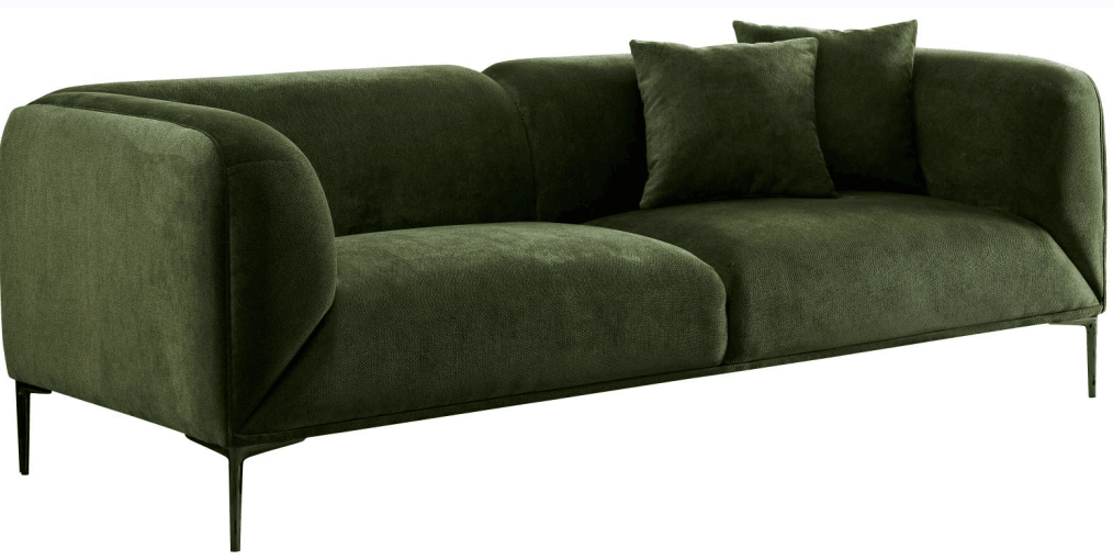 Green Modern Sofa With Metal Legs 89"