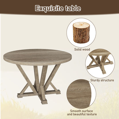 Modern Farmhouse Round Dining Table 45.7inch Solid Wood, seats 4