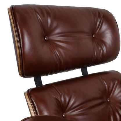 Eames Lounge Copy Armchair With Ottoman Genuine Leather Swivel Chair