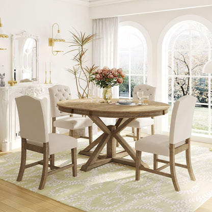 Cottage Style Extendable Dining Table Set With 4 Chairs