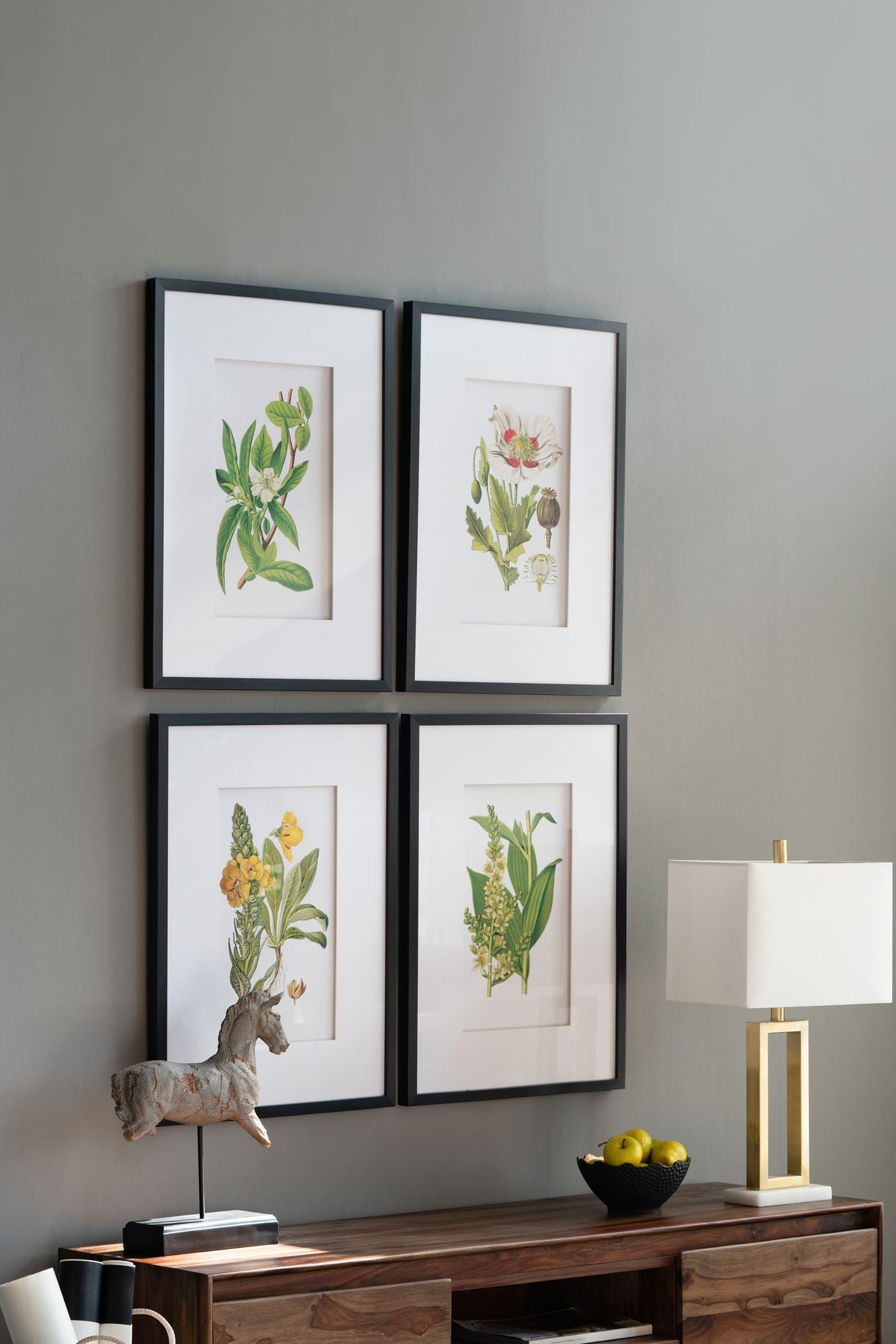 Botanical Flower Wall Art Set of 4, 20" x 28"