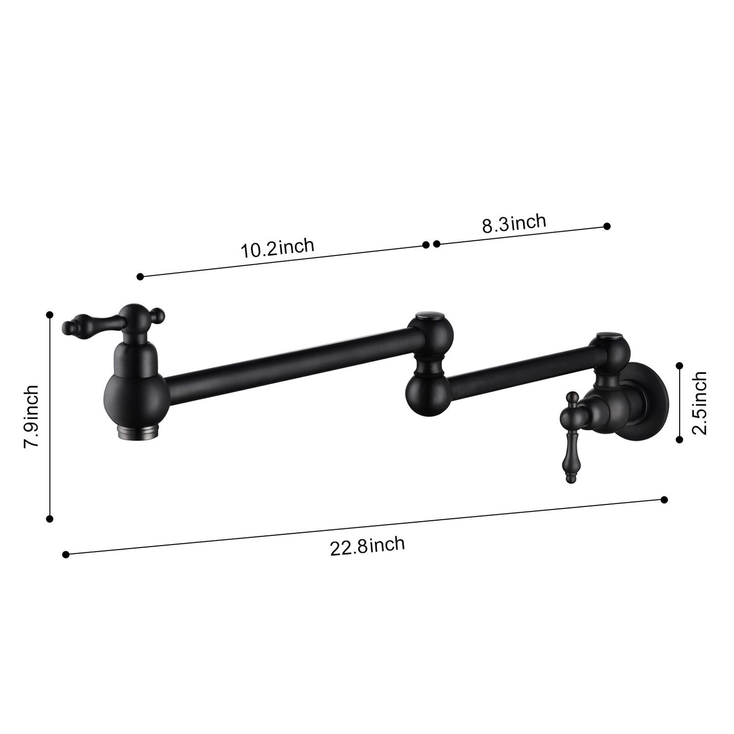 Wall Mount Folding Kitchen Pot Filler Faucet, matte black