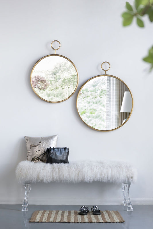 Circle Wall Mirror with Gold Metal Frame, Accent Mirror, 26" and 32"