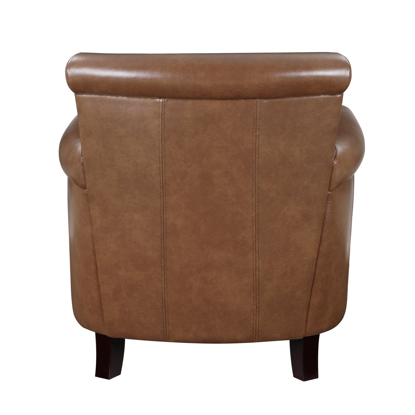 Top-Grain Leather Nail head Trim Traditional Accent Chair Solid Wood Frame