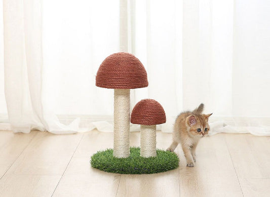 Mushroom Mini Tower Cat Scratching Post for Indoor Cats