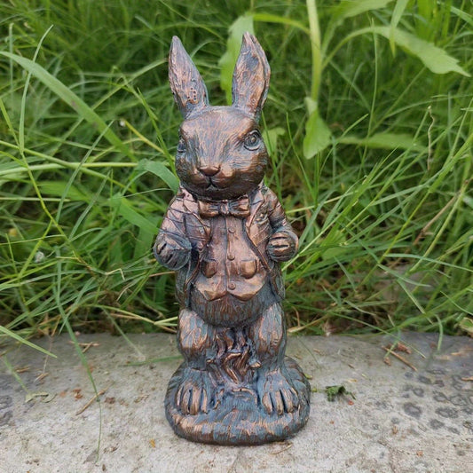 1pc Easter Bunny Hand Cast Stone Resin Statue Ornament