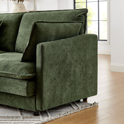 Modern Modular Sectional Sofa Couch with Storage Ottoman, Oversized 4 Seater Couch, Green