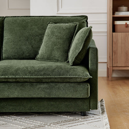 Modern Modular Sectional Sofa Couch with Storage Ottoman, Oversized 4 Seater Couch, Green