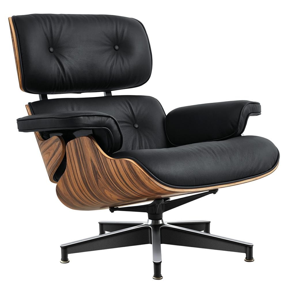 Eames Lounge Copy Armchair With Ottoman Genuine Leather Swivel Chair