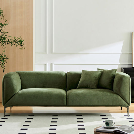 Green Modern Sofa With Metal Legs 89"