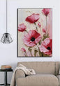 100% Handmade Pink Poppy Flower Oil Painting(No Frame)