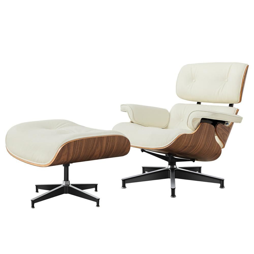 Eames Lounge Copy Armchair With Ottoman Genuine Leather Swivel Chair