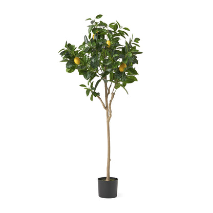 59 Inch Artificial Lemon Tree, Faux Lemon Plastic Fruit Tree for Indoor