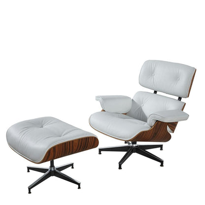 Eames Lounge Copy Armchair With Ottoman Genuine Leather Swivel Chair