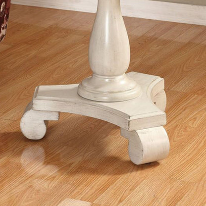 Rene Round Wood Pedestal Side Table, White