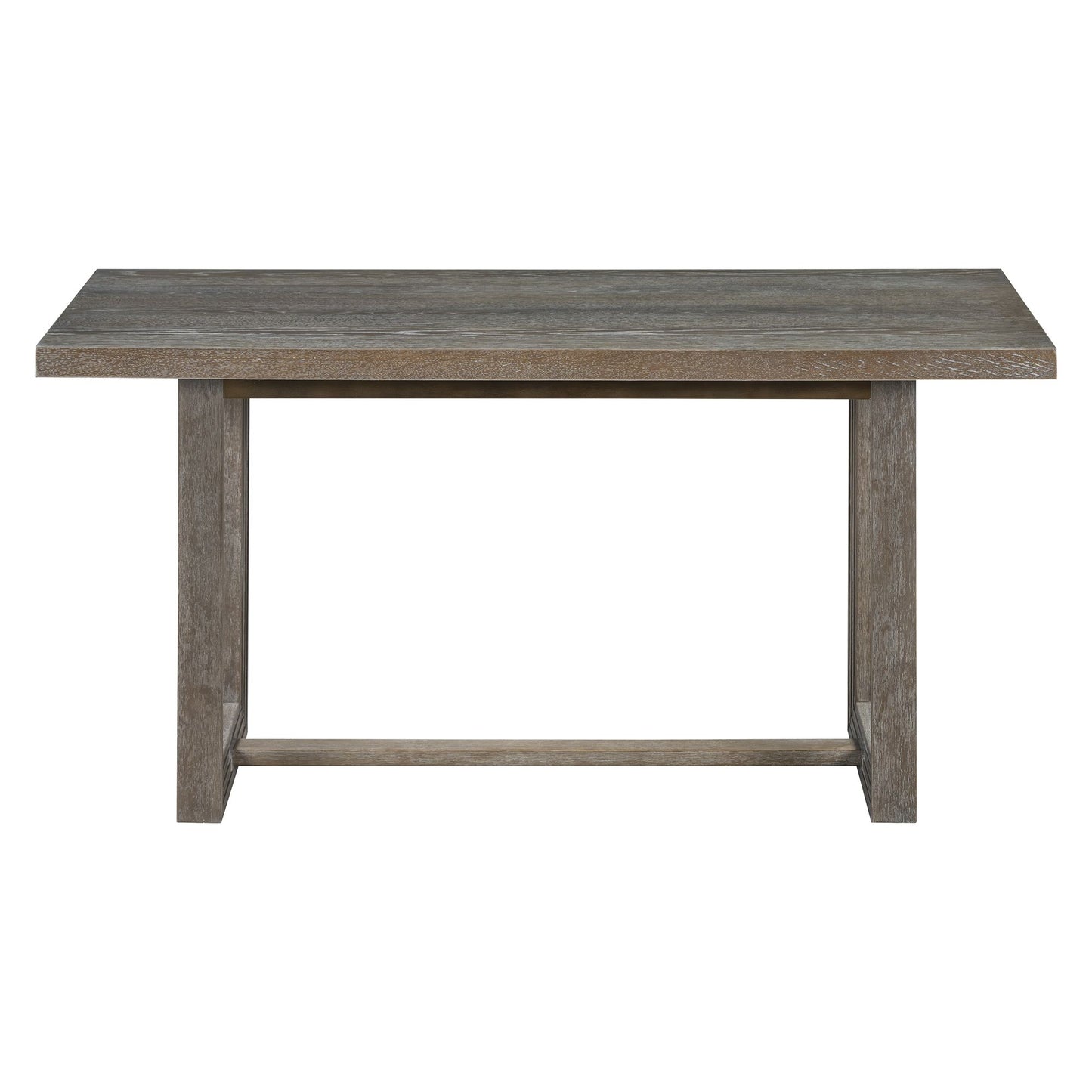 Rectangular Table with Designed Trestle Base and 4 Upholstered Chairs and 1 Bench for Dining Room and Kitchen (Gray)