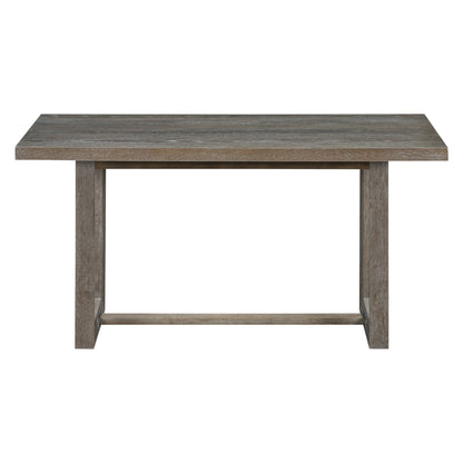 Rectangular Table with Designed Trestle Base and 4 Upholstered Chairs and 1 Bench for Dining Room and Kitchen (Gray)