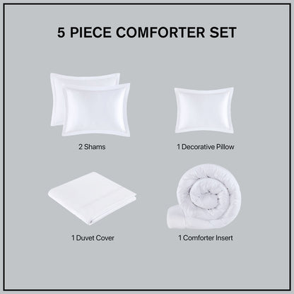 100% Cotton Sateen Embroidered Comforter Set, Full/Queen