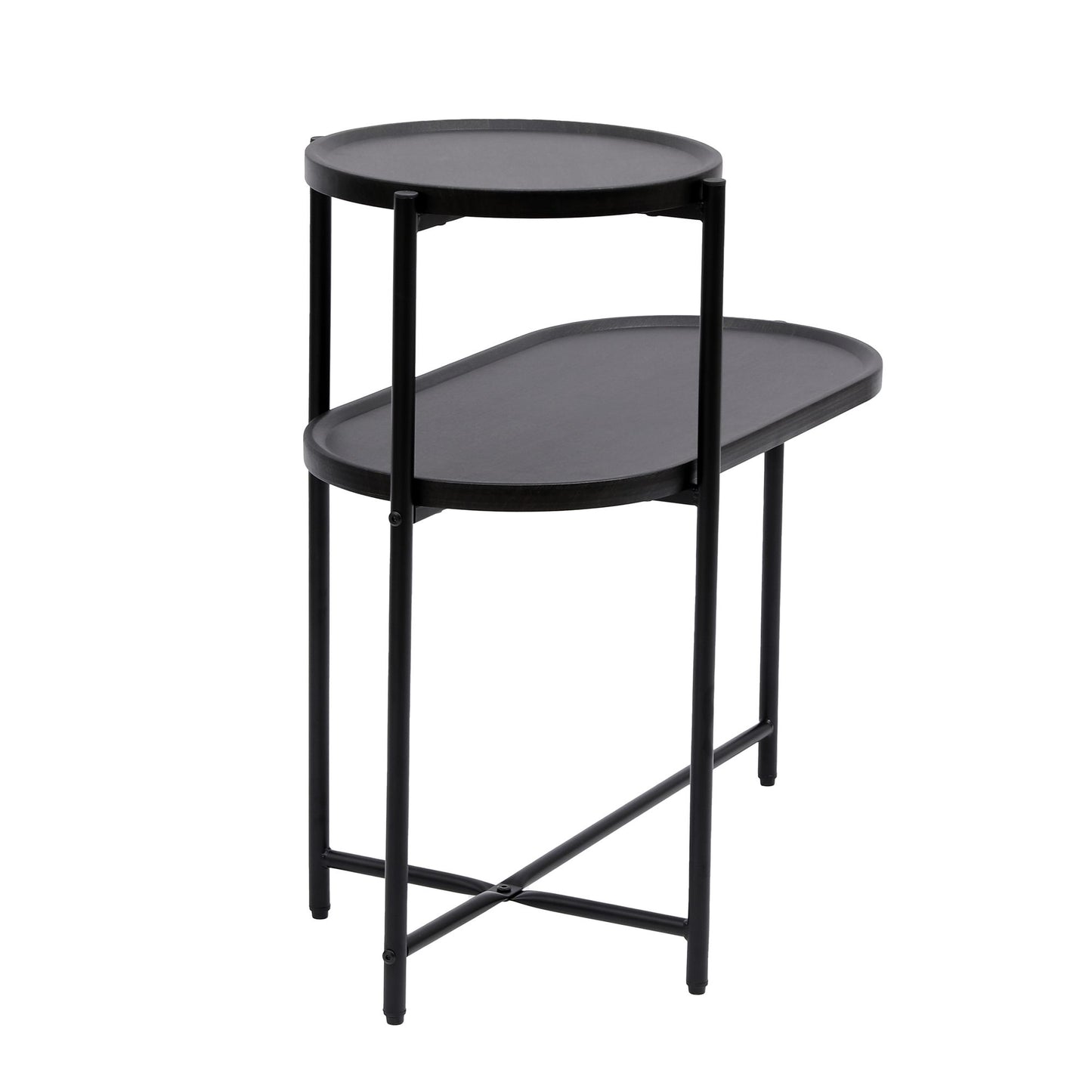 2 Tier Oval End Tables (Black)