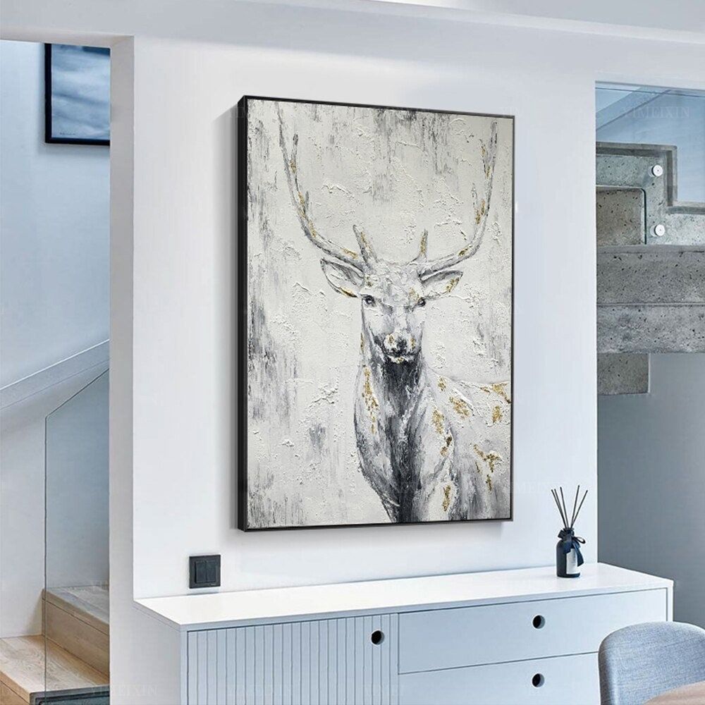 Hand Painted Rich Deer Oil Painting On Canvas