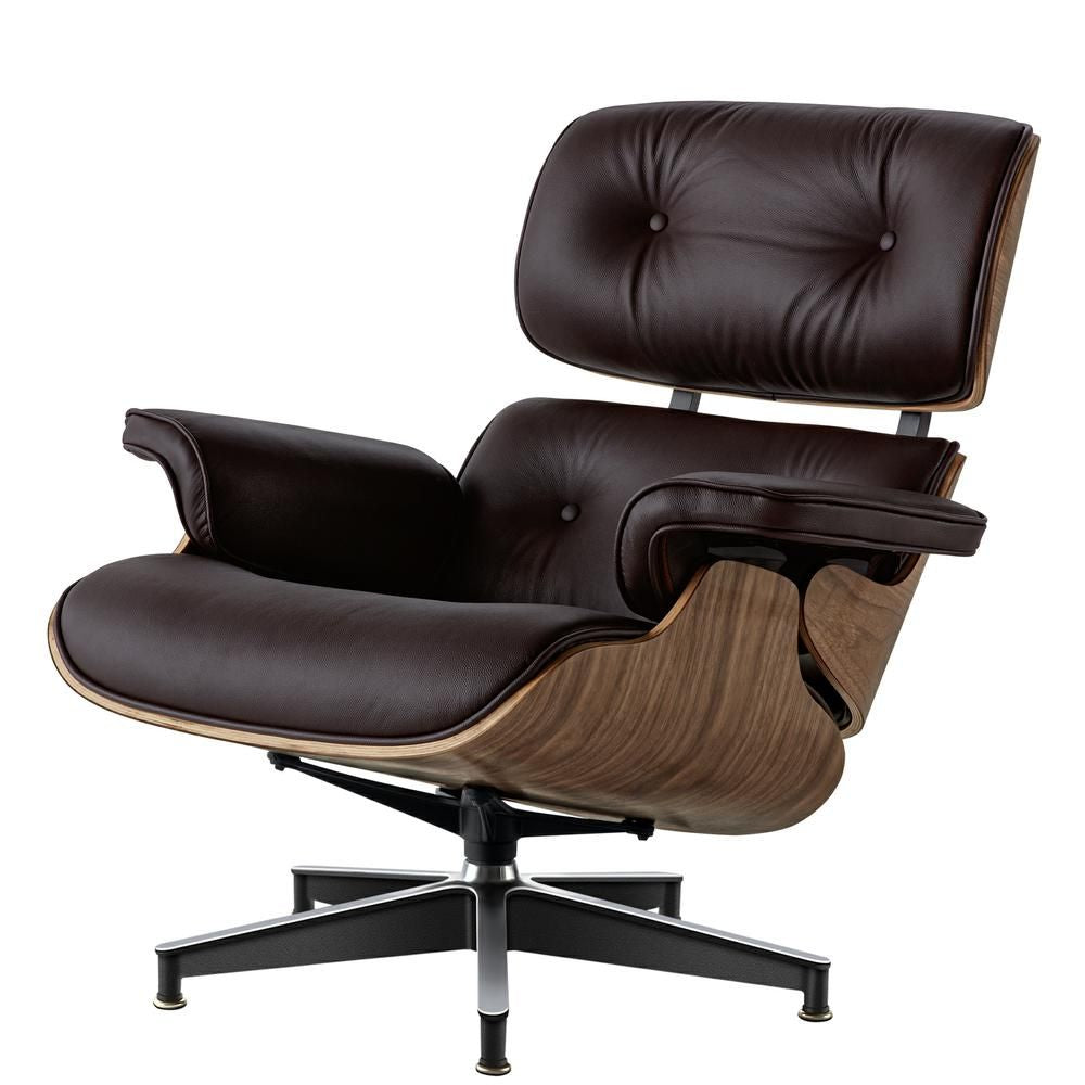 Eames Lounge Copy Armchair With Ottoman Genuine Leather Swivel Chair