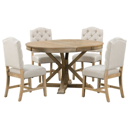 Cottage Style Extendable Dining Table Set With 4 Chairs