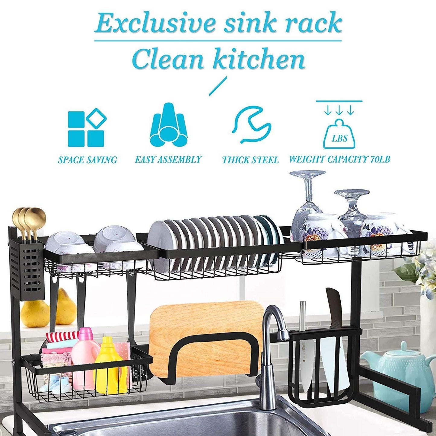 Over The Sink Dish Drying Rack, Stainless Steel