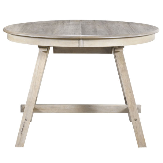 Cottage Style Round Wood Dining Table, Extendable