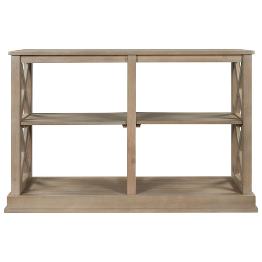 Console Table with 3-Tier Open Storage and 'X' Legs