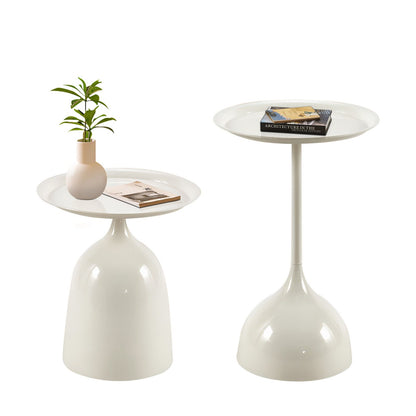 Contemporary Metal Side Table Set, White