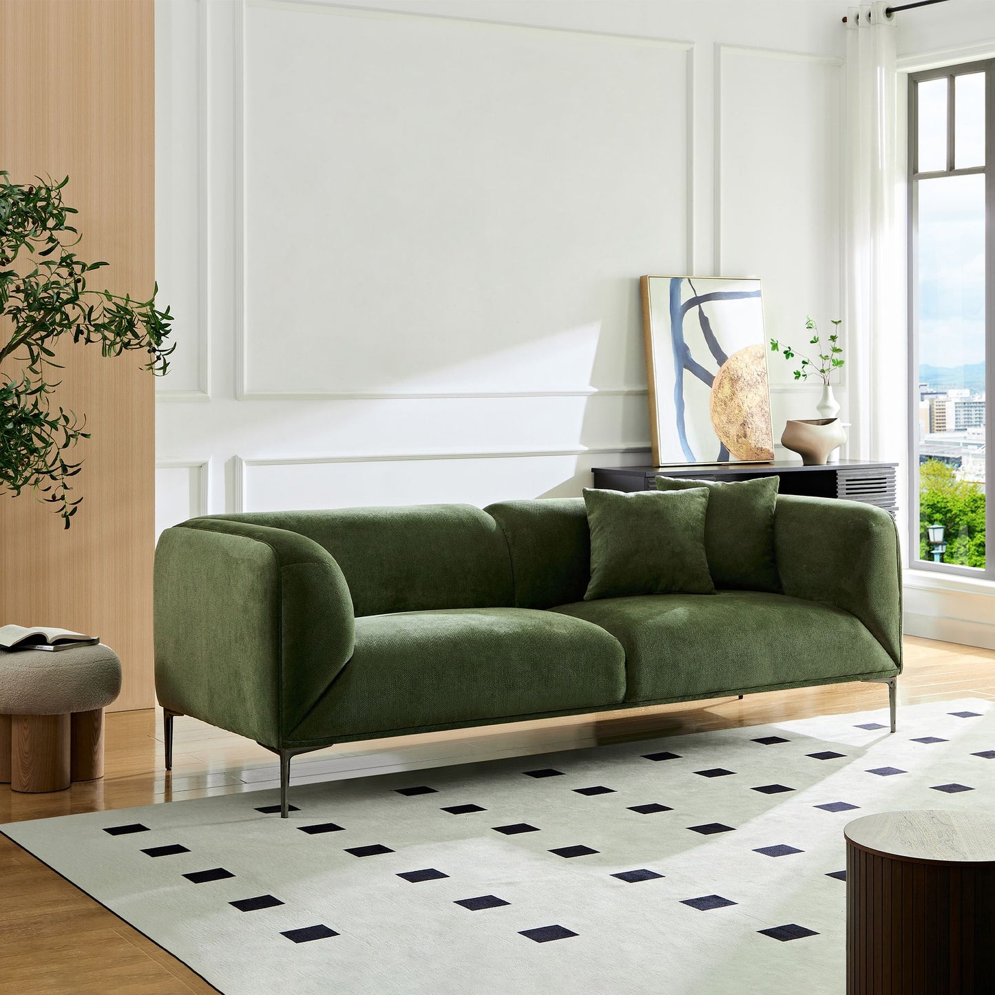 Contemporary Green sofa 89.37"