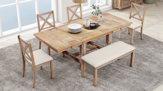 Farmhouse 82inch 6-Piece Extendable Dining Table