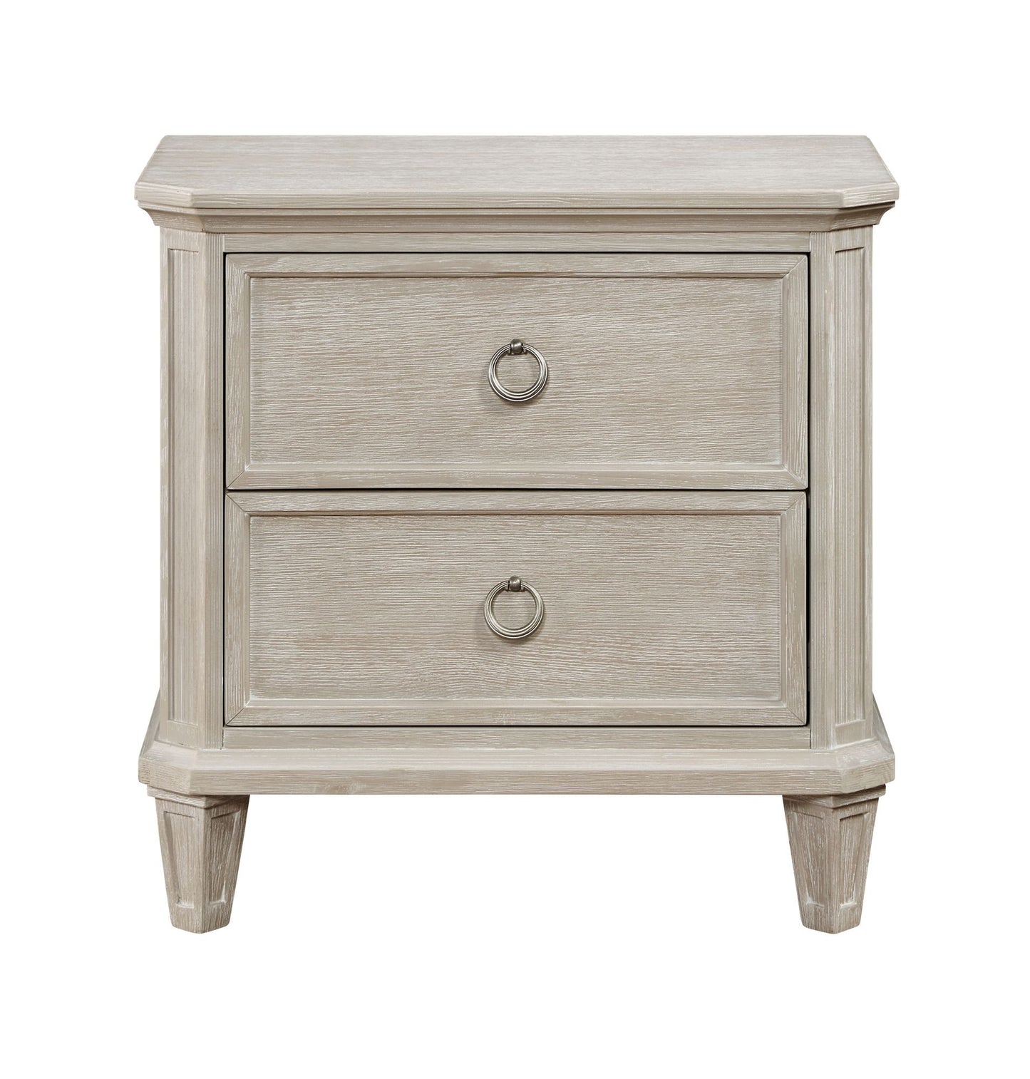 Traditional Design Nightstand 2 Drawer Bedside Cabinet, Clipped Corners