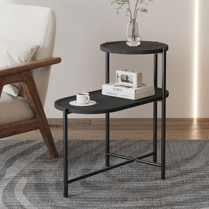 2 Tier Oval End Tables (Black)